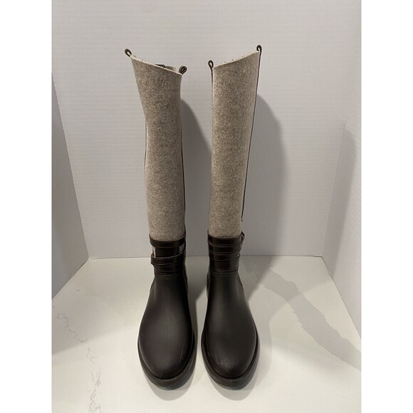 Salvatore Ferragamo Shoes - Salvatore Ferragamo Cordelia Wool Brown Riding/Rain Boots Rubber Size 9/39